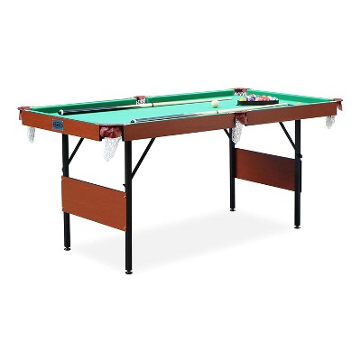 RACK Crucis 5.5 Foot Folding Classic Billiard Pool Table Game with Billiard Cues, Resin Balls, Cue Chalks, Triangle Rack, and Wooden Brush, Green