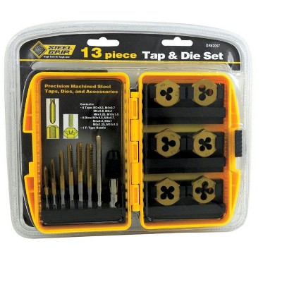 Steel Grip Steel Metric Tap and Die Set M3-0.5, M4-0.7, M5-0.8, M6-1.0, M7-1.0, M8-1.25 M3-0.5, M4-0
