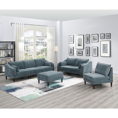 NicBex Couches for Living Room 6pcs Modular Sectional Sofa Set Modern Upholstered Sofa Couch 4x One Arm Chairs 1x Armless Chair 1x Ottoman, Grayish