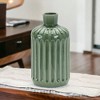 HomeRoots 9" Green Terracotta Striped Bud Table Vase - 2 of 4