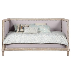 TiramisuBest Twin Size Daybed – Beige Linen & Weathered Oak Finish - 1 of 4