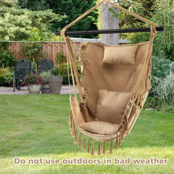 Isabel Rope Patio Swing, Hammocks Hanging Chair with Cushions and Soft Pillow, Outdoor Furniture - The Pop Home