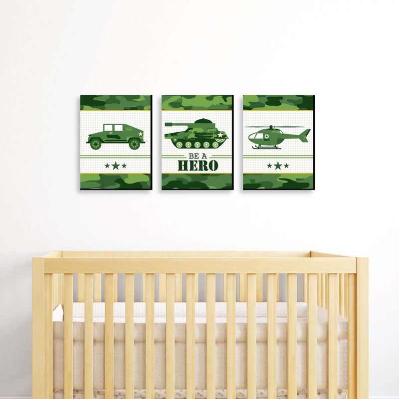 Big Dot of Happiness Camo Hero - Army Military Camouflage Nursery Wall Art and Kids Room Decorations - Gift Ideas - 7.5 x 10 inches - Set of 3 Prints, 2 of 8
