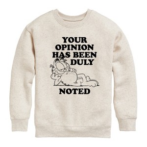 Boys' - Garfield - Your Opinion Has Been Duly Noted Graphic Long Sleeve Fleece Sweatshirt - 1 of 4