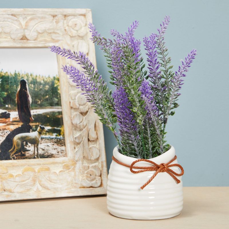 Juvale Artificial Lavender Flowers in Ceramic Vase for Bathroom Decor (9 x 3.3 in), 2 of 8