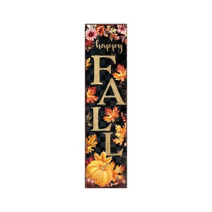 HomeRoots 36" Black Orange And White Happy Fall Halloween Solid Wood Porch Sign - 1 of 4
