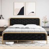 Whizmax Upholstered King Size Bed Frame, Velvet Upholstery Platform Bed with Button Tufted Curved Headboard, Noise Free, No Box Spring Needed - 2 of 4