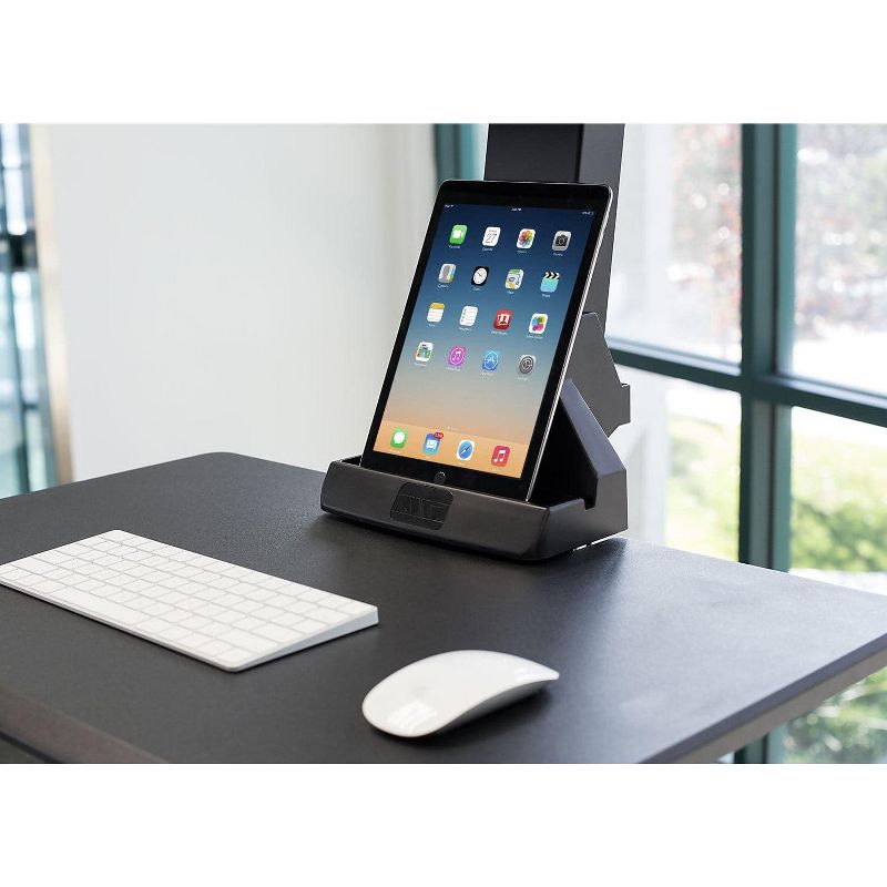 Mount-It! Electric Standing Desk Converter, Motorized Sit Stand Desk w/ Dual Monitor Mount & iPhone/Tablet Slot, Height Adjustable Workstation, 3 of 12