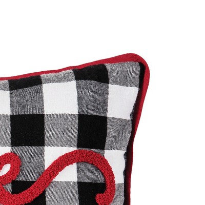 Medium Black and White Cotton Accent Pillow with Red Believe Text