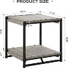 GustoWave 20" Large Square Farmhouse Gray Wood Storage Side Table with 2 Shelves - Bed Sofa Side Table/Nightside Table - 3 of 4
