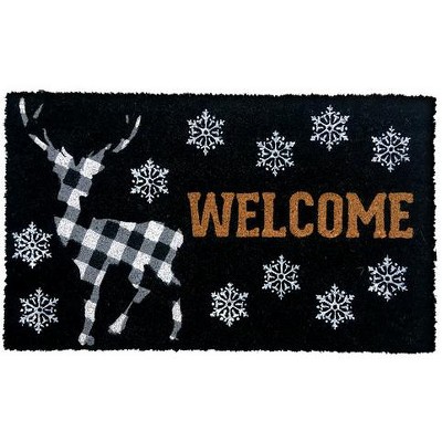 Checkered Snowman Winter Natural Fiber Coir Doormat 30 X 18 Briarwood  Lane : Target