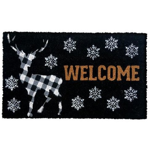 Briarwood Lane Checkered Deer Winter Natural Fiber Coir Doormat W : Target