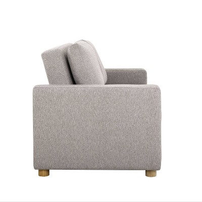 Light Gray Fabric Convertible Sleeper Sofa with Wooden Legs
