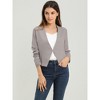 INSPIRE CHIC Women's Collarless Work Office Long Sleeve Cropped Blazers - 3 of 4