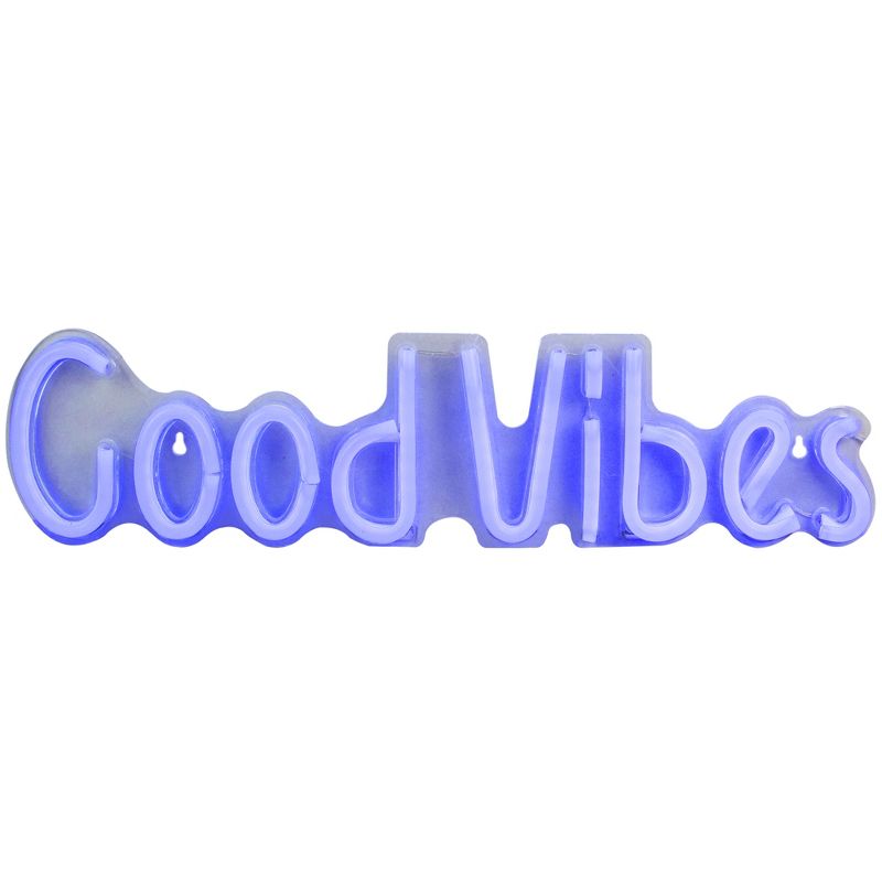 Northlight 19” Bright Blue Neon Style Good Vibes LED Lighted Wall Sign, 2 of 5
