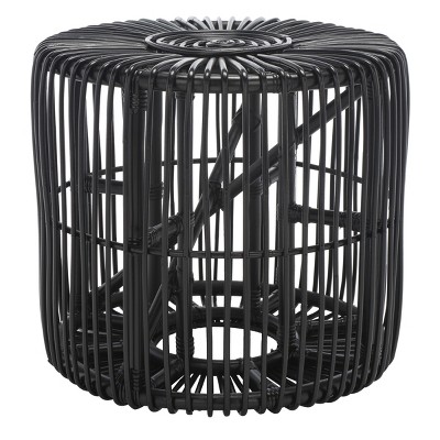 Jabez Black Rattan Round Accent Table