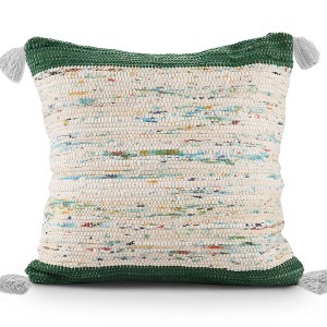 20" X 20" Brown and White Cotton Abstract Throw Pillow - 1 of 4