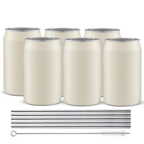 16 oz Can Shaped Glass Cups, Set of 6 Beer Can Glasses, Aesthetic Soda Can Cup Clear Glass Tumbler Beer Glasses, Tall Cocktail Drinkware Cute Cups