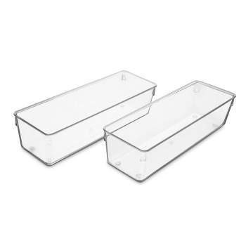 Large Deluxe Clear Acrylic Rectangle Tray Organizer for Desk or Counter, 4  Pack