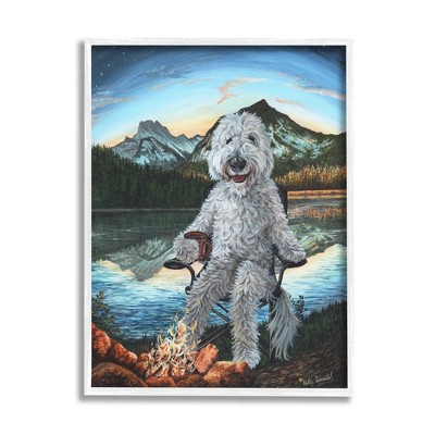 Stupell Industries Dog by Campfire Landscape Framed Giclee Art