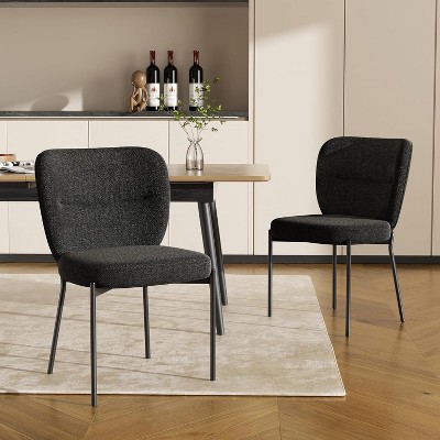 UNISOAR Dining Chairs Set of 2, 18.5 inch Chairs with Linen Cushion, Metal Legs for Living Room, Kitchen & Dining Room,Blue/Deep Gray/Light Gray