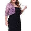 Agnes Orinda Women's Plus Size Sheer Cardigan 3/4 Sleeves Floral Lace Crop Shrug - 2 of 4