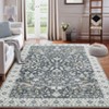 Wasshable Vintage Distressed Floral Print Living Room Bedroom Area Rug, Chenille Non Slip Floor Carpet for Dining Room Home Office - 3 of 4