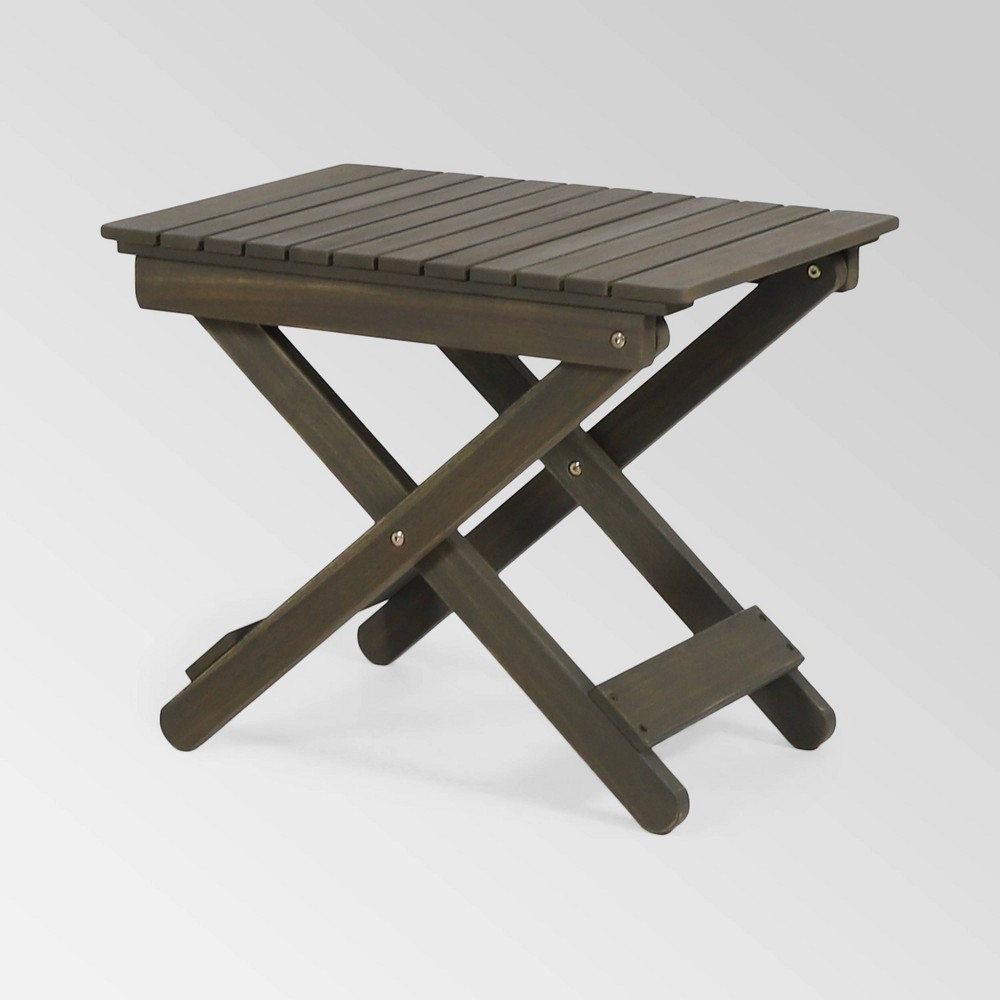 Photos - Garden Furniture Malibu Folding Side Table - Gray - Christopher Knight Home