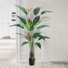 Artificial Bird of Paradise Tree, Fake Palm Plant with Trunks and Flowers, Indoor Outdoor Decor for Home Office, Green - 3 of 4