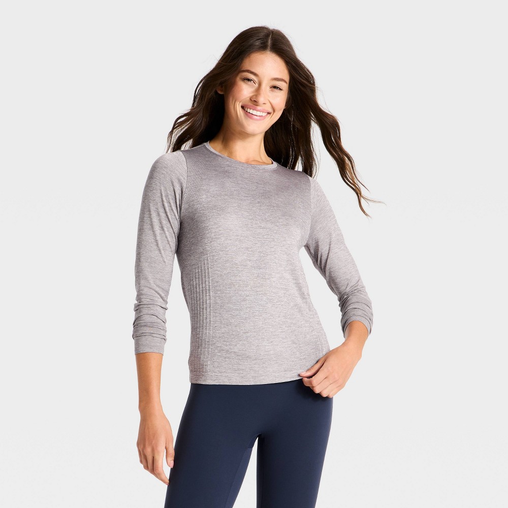 Women's Seamless Long Sleeve T-Shirt - All In Motion™ Light Heather Gray L