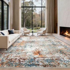 Area Rugs for Living Room Bedroom Modern Abstract Machine Washable Rug Soft Low Pile Non Slip Rug - 1 of 4