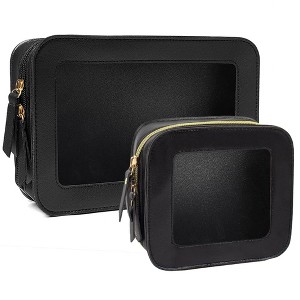 Generic 2 Pcs Clear Makup Bag Set, Clear Cosmetic Bags with Zipper Waterproof Small Travel Cosmetic Case - 1 of 4