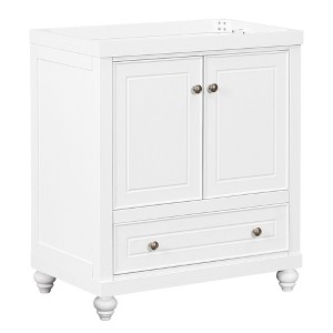 NicBex 23.6" Bathroom Storage Cabinet without Sink, Bathroom Vanity, 1 Drawers and 1 Spacious Cabinet with Soft-closing Door for Bathroom, White - 1 of 4