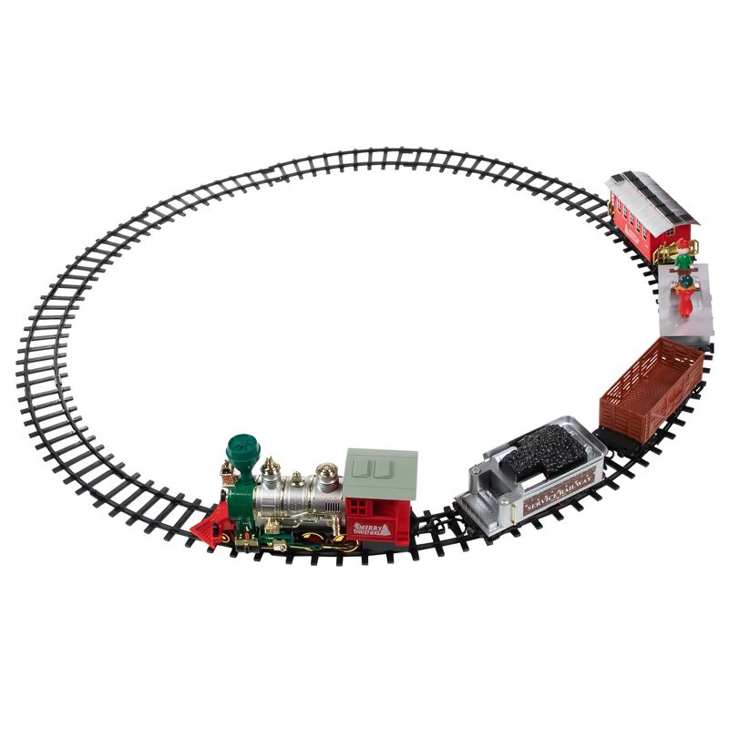 Northlight 35pc Silver and Red Battery Operated Lighted and Animated Classic Train Set with Sound, 1 of 6