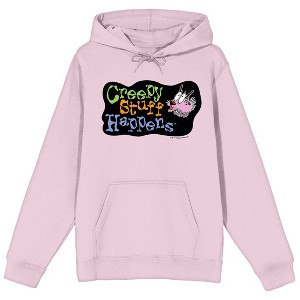 Courage The Cowardly Dog Creepy Stuff Happens Long Sleeve Cradle Pink Adult Hooded Sweatshirt - 1 of 2