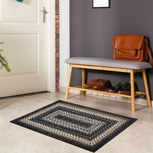 Washable Modern Braided Printed Rug Non Slip Low Pile Rug Soft Contemporary Throw Floor Cover Foldable Indoor Carpet for Living Room Bedroom - 1 of 4