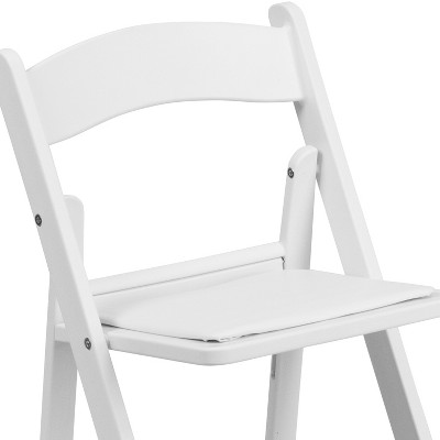 White Resin Folding Kids Chair with Vinyl Cushions, Set of 10