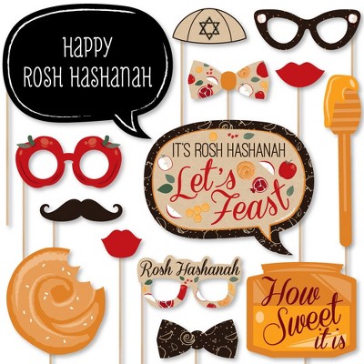 Big Dot of Happiness Rosh Hashanah - New Year Photo Booth Props Kit - 20 Count