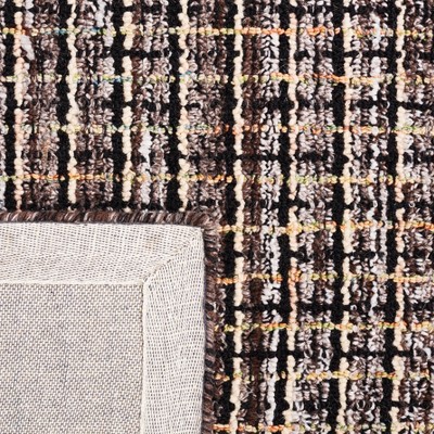 Black and Beige Abstract Handmade Wool 6' x 9' Tufted Rug