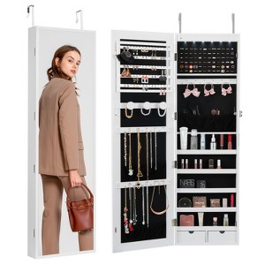 VEVOR Mirror Jewelry Cabinet, 47.05-Inch Tall Lockable Jewelry Cabinet Armoire with Full-Length Mirror, Wall or Door Mounted Jewelry Mirror, White - 1 of 4