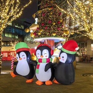 Costway Christmas Inflatable Penguins Family Pre-Lit Festive Inflatable with LED Lights - 1 of 4