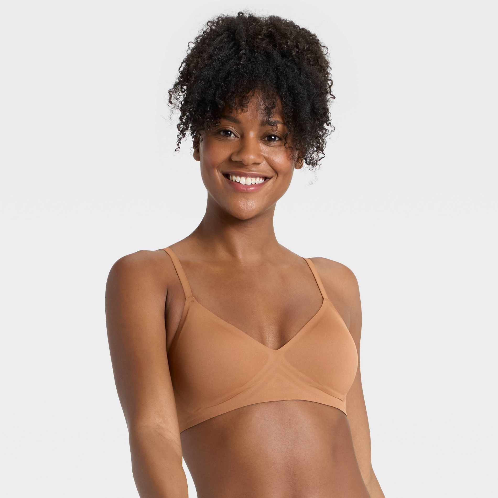 Women's Luxury Collection Removeable Pad V-Neck Bralette - Auden™ Caramel S