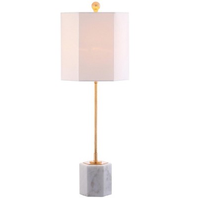 Elegant Marble & Gold Leaf Dual Table Lamp Set - Gray/White