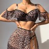 Clotth Elegent Lingerie Set - Babydoll Lingerie with Mesh & Lace Detail,Open Back with O-Ring Straps,Cute Sheer Skirt with High Slit,Leopard print - 4 of 4