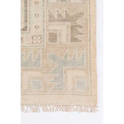 Beige Hand-Knotted Wool Medallion Area Rug 7'9" x 9'9"