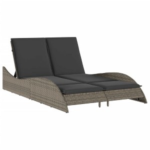 vidaXL Patio Sun Lounger Gray PE rattan Dual seat large outdoor lounger - 1 of 4