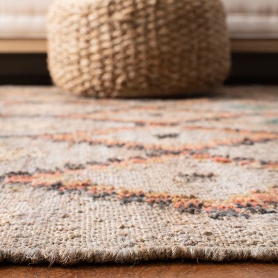 Beige and Gold Flat Woven Wool Cotton Area Rug 6' x 9'