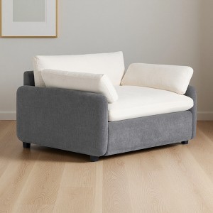 50" Oversized Chenille Single Sofa Chair with Deep Seat and 2 Throw Pillows - 1 of 4