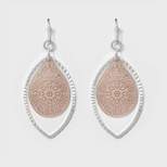 Leaf and Open Oval Drop Earrings - A New Day™ Silver/Rose Gold