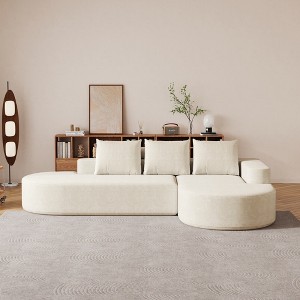 108.5'' Chenille Modern Curved Sectional Sofa with 3 Pillows, Modular Free Combination, and L-Shaped Design - 1 of 4
